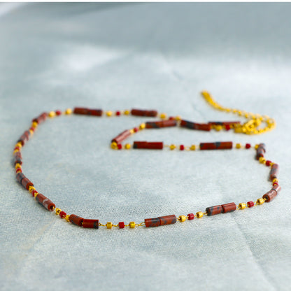 O-Chain Necklace with Unique Rice Bead Design