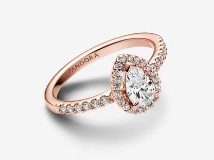 Sparkling Pear Halo Ring
