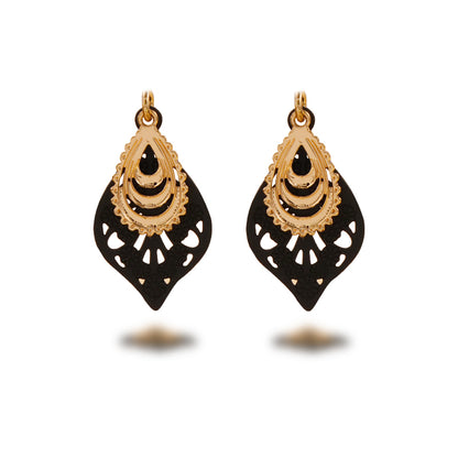 Unique Botanical Design Copper Leaf Dangle Earrings