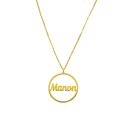 Round Gold Necklace With Letter Charm