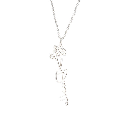 Nature-Inspired Stainless Steel Flower Pendant Necklace