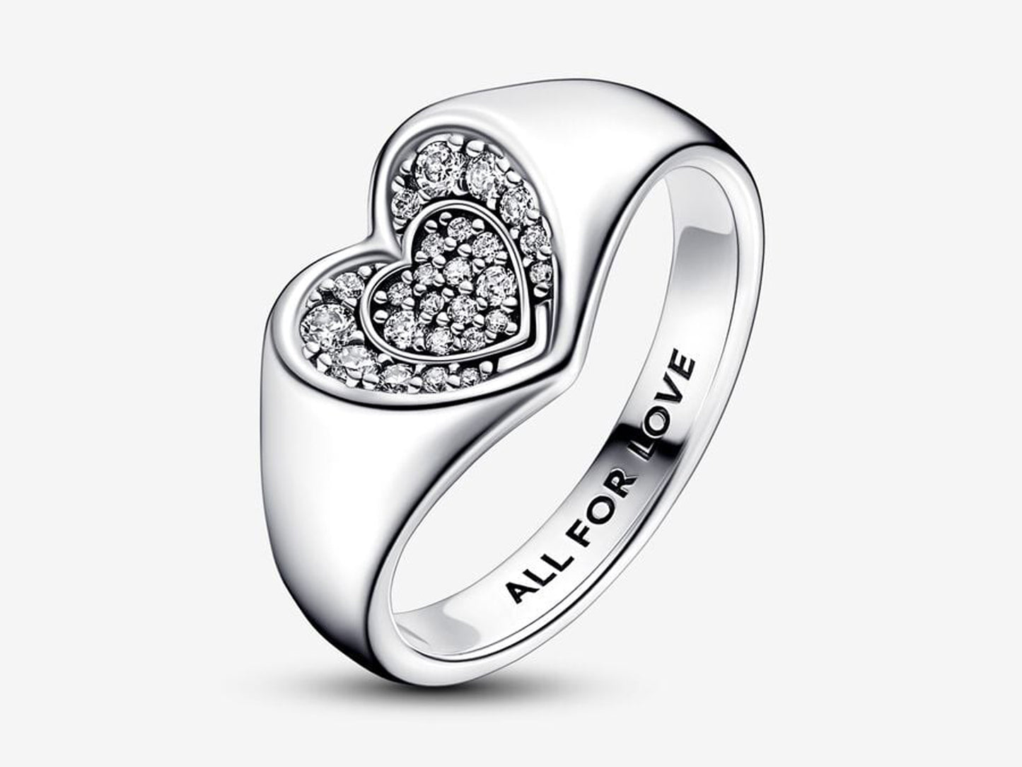 Radiant Heart Pavé Signet Ring