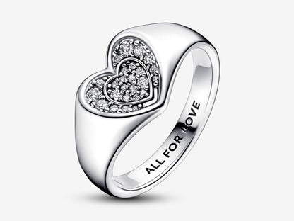 Radiant Heart Pavé Signet Ring