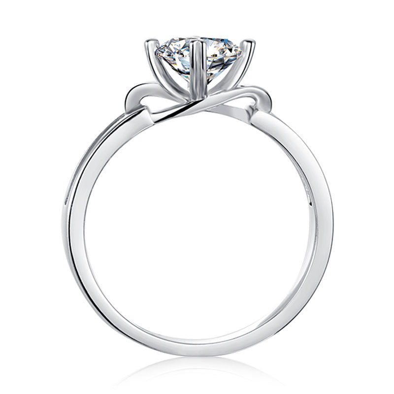 1 Carat D Color Moissanite Engagement Ring - 925 Sterling Silver Twisted Shank Solitaire
