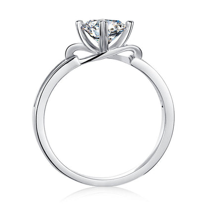 1 Carat D Color Moissanite Engagement Ring - 925 Sterling Silver Twisted Shank Solitaire