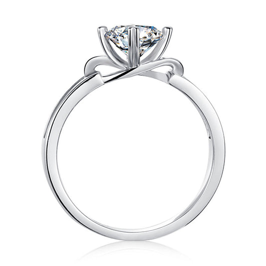 1 Carat D Color Moissanite Engagement Ring - 925 Sterling Silver Twisted Shank Solitaire