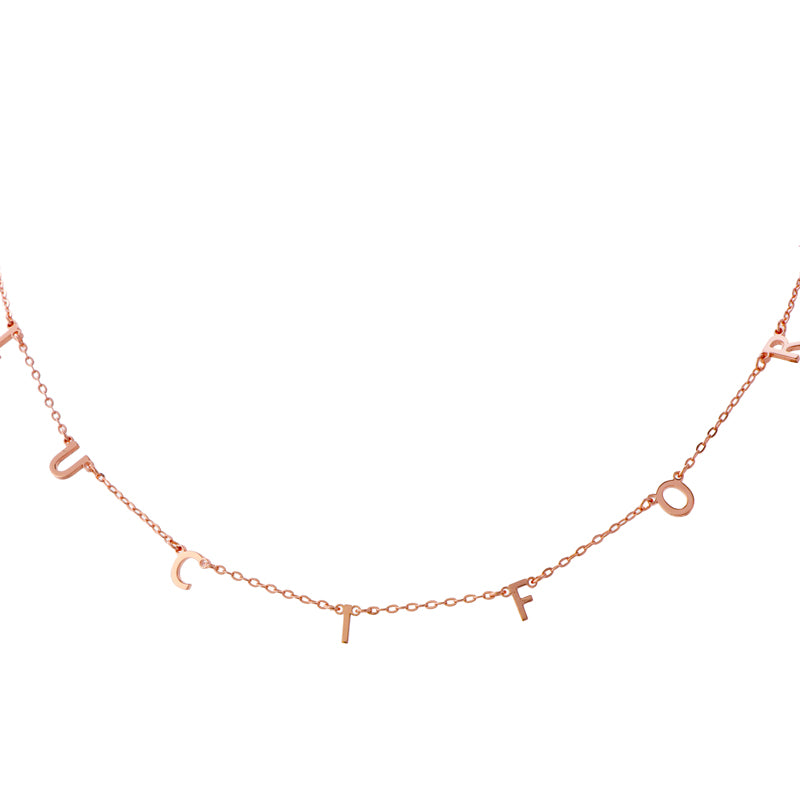 Rose Gold Copper Alloy O-Chain Necklace with Letter Pendant