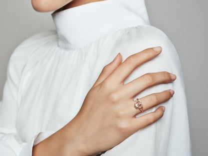 Crown & Interwined Hearts Ring