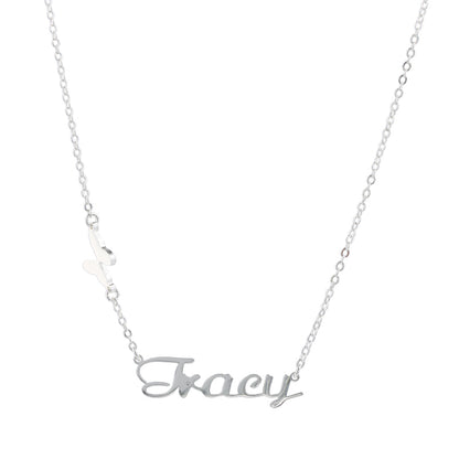 Silver Stainless Steel O-Chain Necklace with Butterfly Pendant