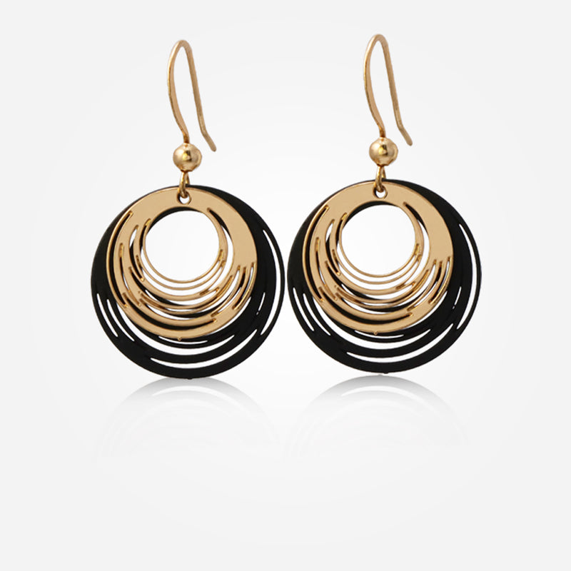 Unique Copper Hoop Earrings with Spiral Pattern