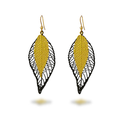 Vintage Copper Leaf Earrings - Multi-Layered Design