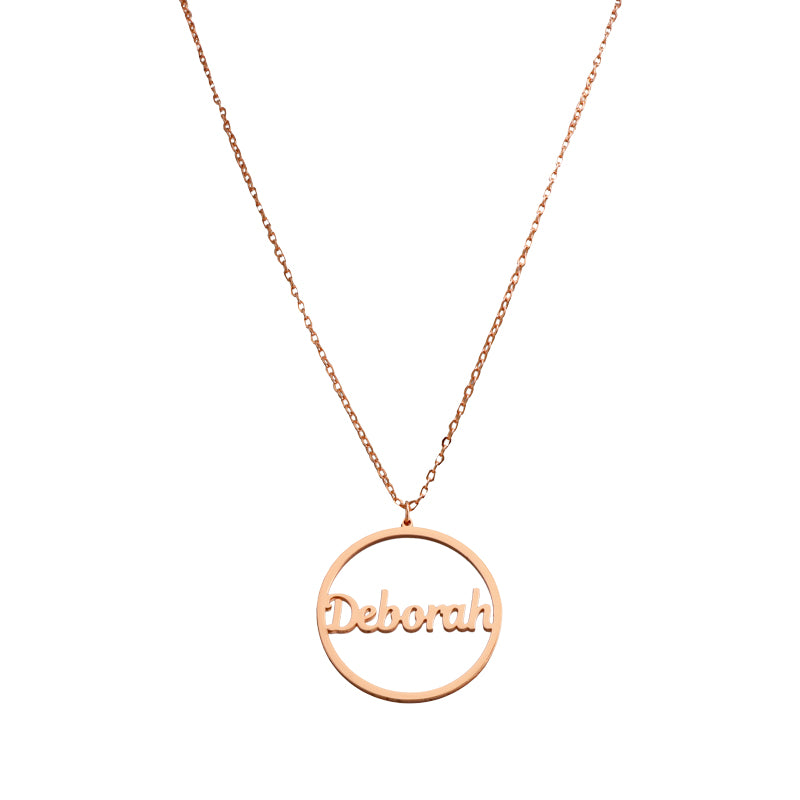 Round Rose Gold Necklace With Letter Charm