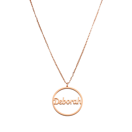 Round Rose Gold Necklace With Letter Charm