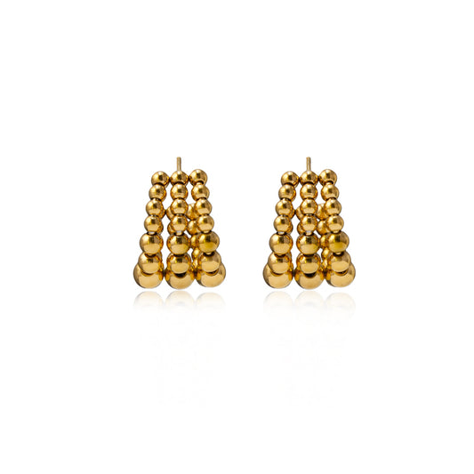 Modern Stainless Steel Hoop Earrings - Multi-layered Design