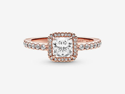 Square Sparkle Halo Ring