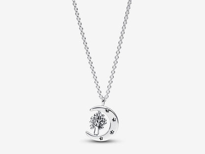 Moon & Spinning Tree Pendant Necklace
