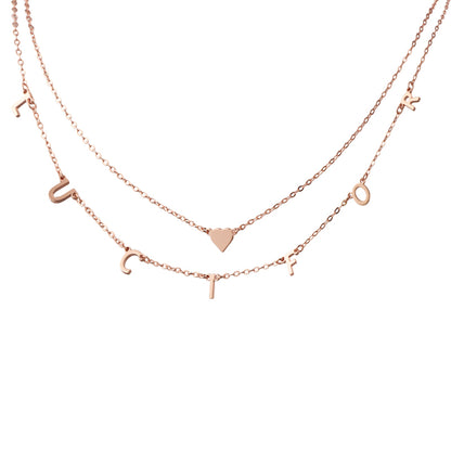 Stylish Rose Gold Stainless Steel O-Chain Necklace with Letter and Heart Pendants