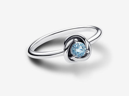March Sea Aqua Blue Eternity Circle Ring