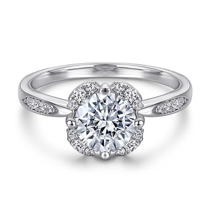 1ct Floral 925 Silver Ring - European-Inspired Zirconia Wedding Band