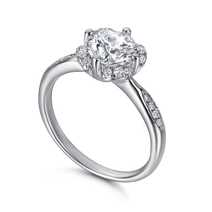 1ct Floral 925 Silver Ring - European-Inspired Zirconia Wedding Band