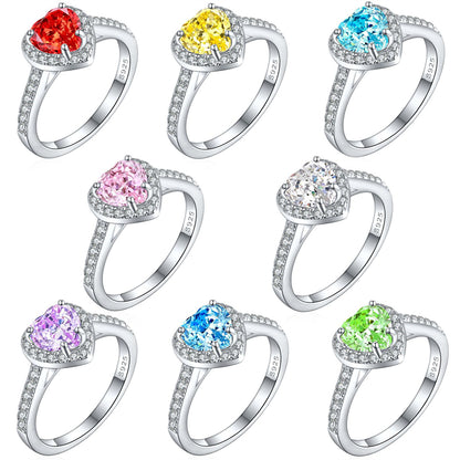 1ct Heart-Shaped Flame & Ice-Cut 925 Silver Ring - Luxe Stackable Gemstone Band for Women