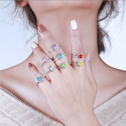 1ct Heart-Shaped Flame & Ice-Cut 925 Silver Ring - Luxe Stackable Gemstone Band for Women