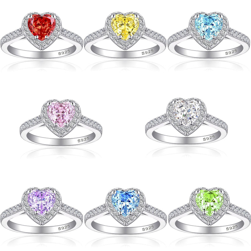 1ct Heart-Shaped Flame & Ice-Cut 925 Silver Ring - Luxe Stackable Gemstone Band for Women