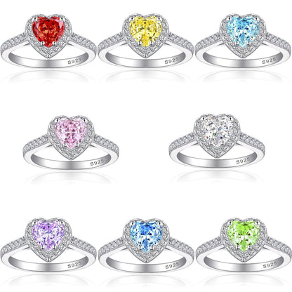 1ct Heart-Shaped Flame & Ice-Cut 925 Silver Ring - Luxe Stackable Gemstone Band for Women