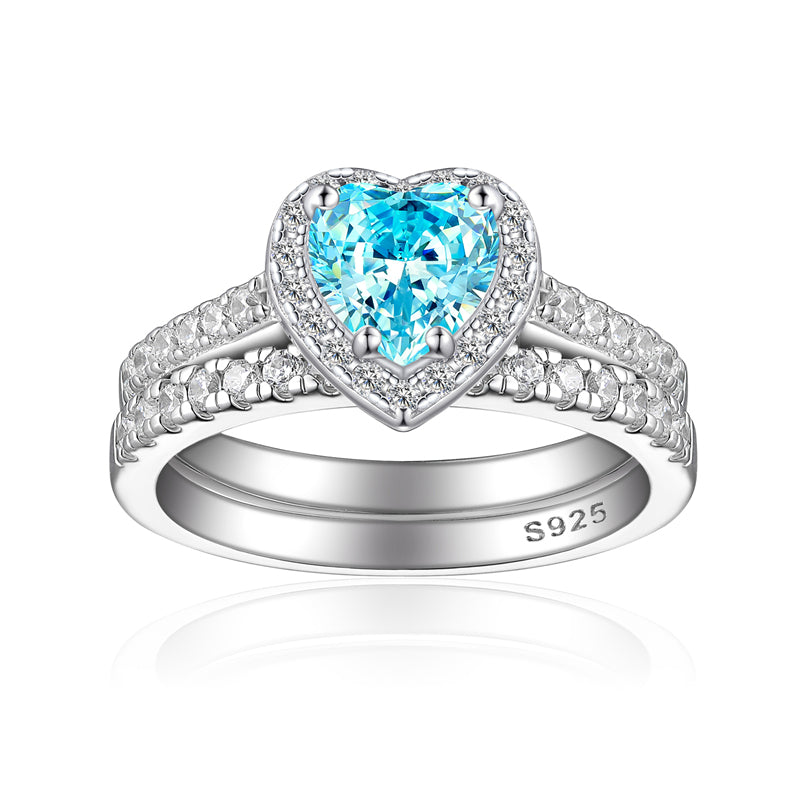 1ct Heart-Shaped Gemstone 925 Silver Stackable Ring Set - Luxe Ice-Cut High Carbon Diamond Love Rings for Women