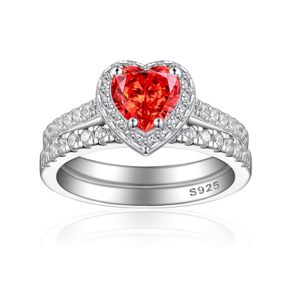 1ct Heart-Shaped Gemstone 925 Silver Stackable Ring Set - Luxe Ice-Cut High Carbon Diamond Love Rings for Women