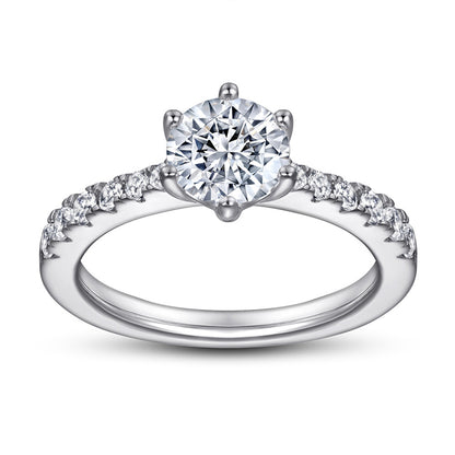 1ct Solitaire 925 Silver Ring - Classic Six-Prong Zirconia Engagement Band