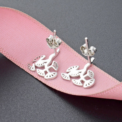 S925 Sterling Silver Money Toad Stud Earrings - Korean Style Fortune Earrings with Plastic Backs