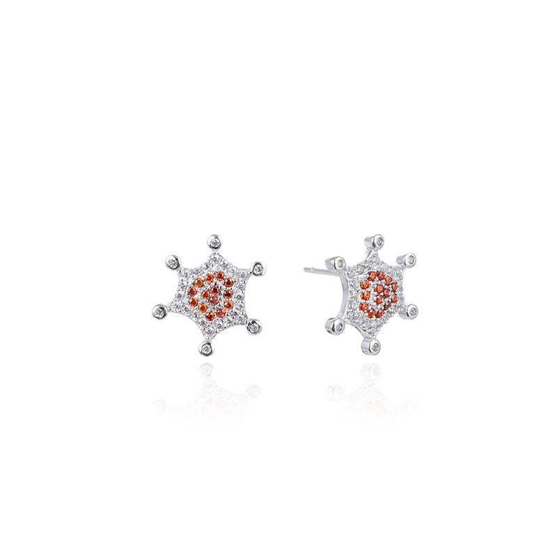 925 Sterling Silver Hexagon Stud Earrings - White Gold Plated Luxury Geometric Earrings for Women