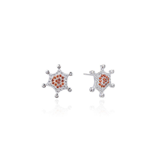 925 Sterling Silver Hexagon Stud Earrings - White Gold Plated Luxury Geometric Earrings for Women