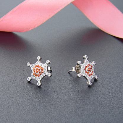 925 Sterling Silver Hexagon Stud Earrings - White Gold Plated Luxury Geometric Earrings for Women