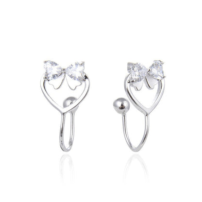 925 Sterling Silver Orange Slice Clip-On Earrings - Zircon Accented Luxury Fruit Design