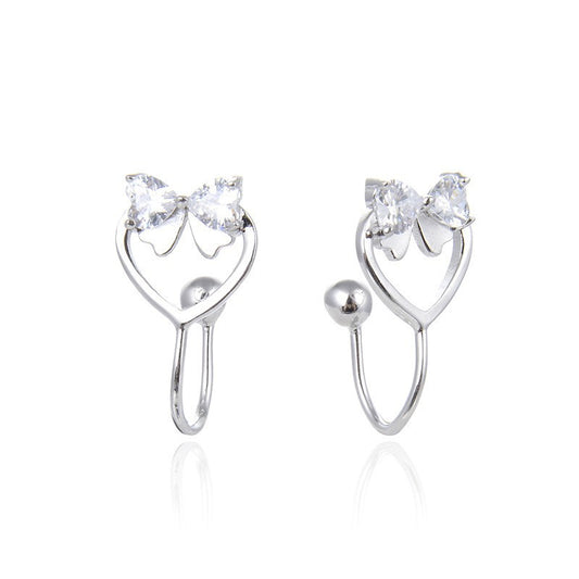 925 Sterling Silver Orange Slice Clip-On Earrings - Zircon Accented Luxury Fruit Design
