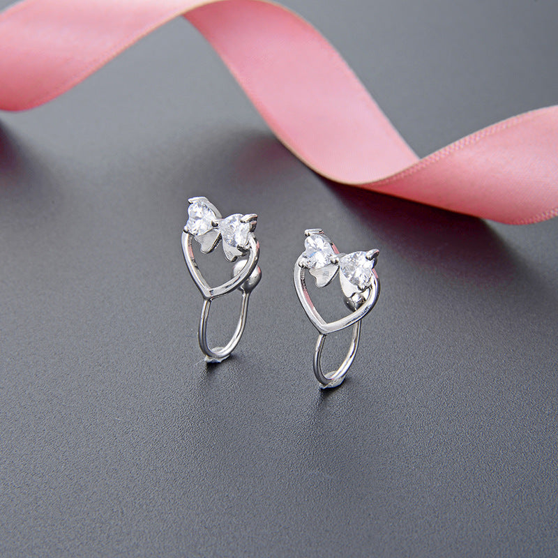 925 Sterling Silver Orange Slice Clip-On Earrings - Zircon Accented Luxury Fruit Design