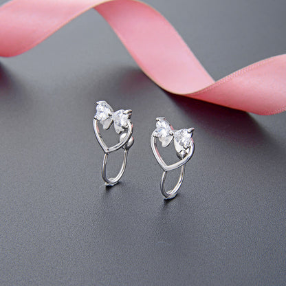 925 Sterling Silver Orange Slice Clip-On Earrings - Zircon Accented Luxury Fruit Design