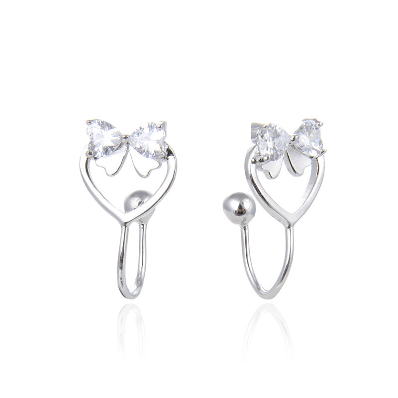 925 Sterling Silver Orange Slice Clip-On Earrings - Zircon Accented Luxury Fruit Design