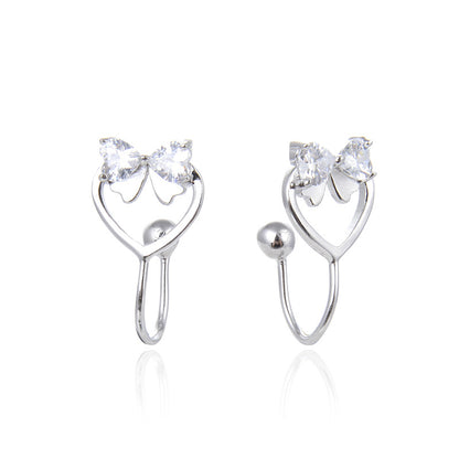 925 Sterling Silver Orange Slice Clip-On Earrings - Zircon Accented Luxury Fruit Design