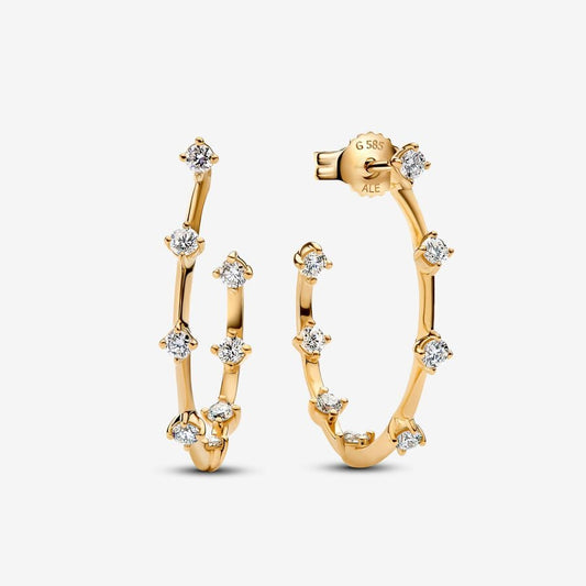 14k Gold Diamond Hoop Earrings