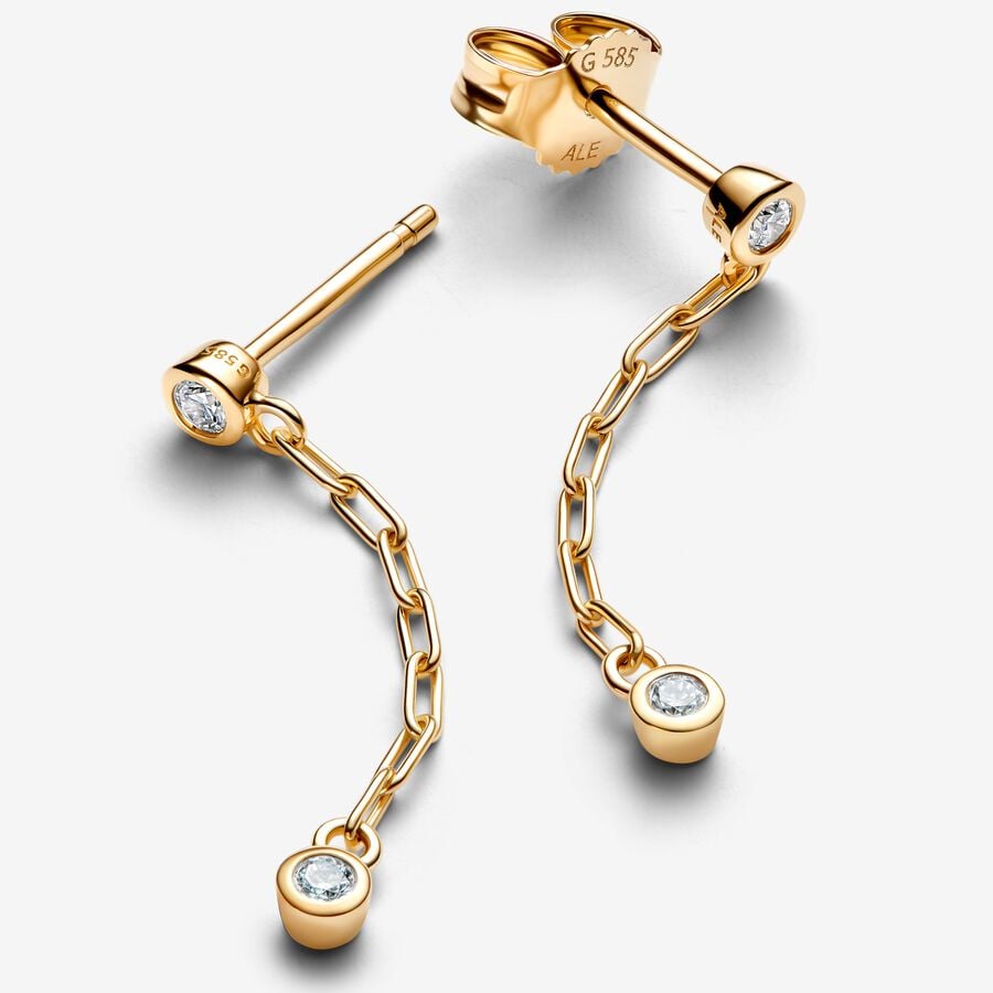 Paperclip Chain Diamond Drop Earrings