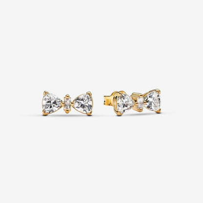 Sparkling Bow CZ Stud Earrings