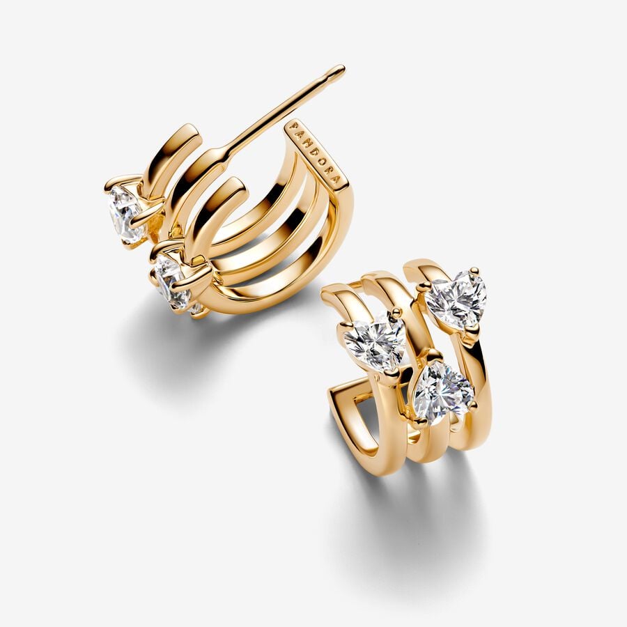 Sparkling Heart Cluster Hoops