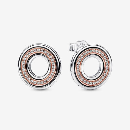 Two tone Logo & Pavé Stud Earrings