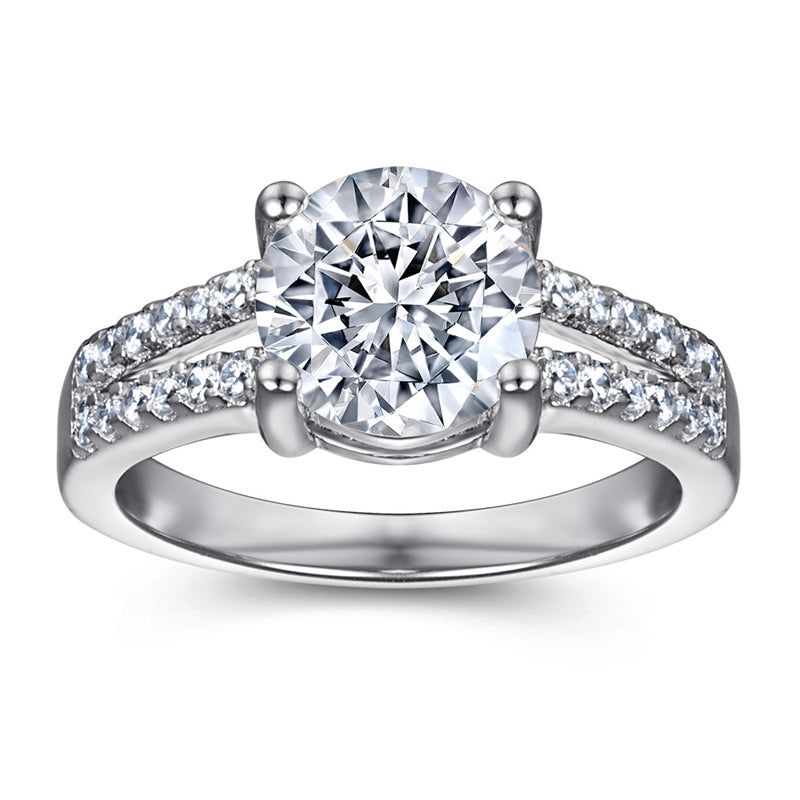 2 Carat Zircon Solitaire Ring - 925 Sterling Silver 4-Prong Engagement Jewelry
