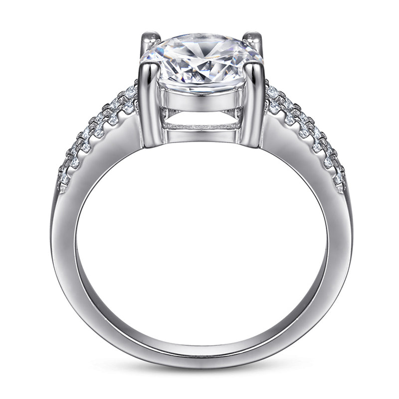 2 Carat Zircon Solitaire Ring - 925 Sterling Silver 4-Prong Engagement Jewelry
