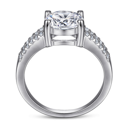 2 Carat Zircon Solitaire Ring - 925 Sterling Silver 4-Prong Engagement Jewelry