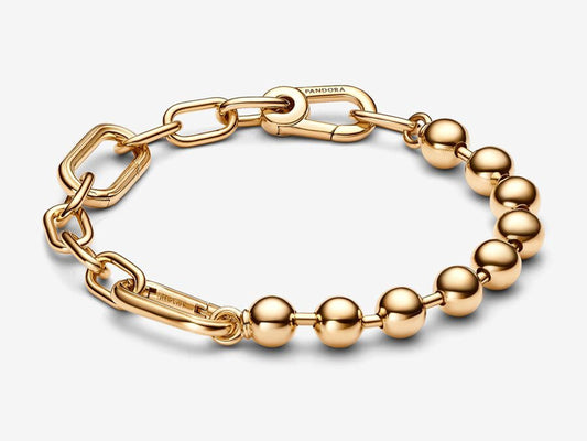 Metal Bead & Link Chain Bracelet